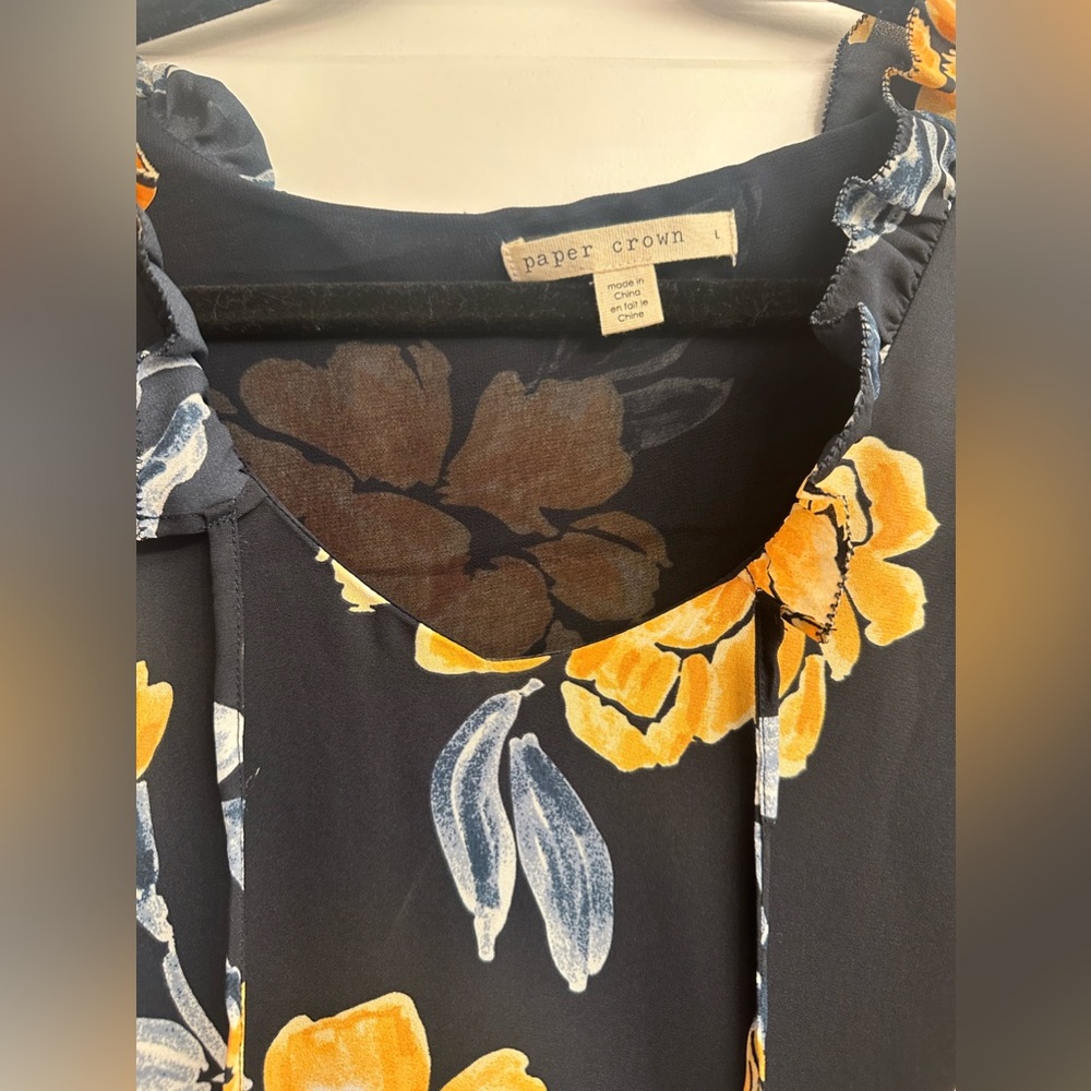 Anthropologie Floral Ruffle Sleeve Blouse - Picture 2 of 9